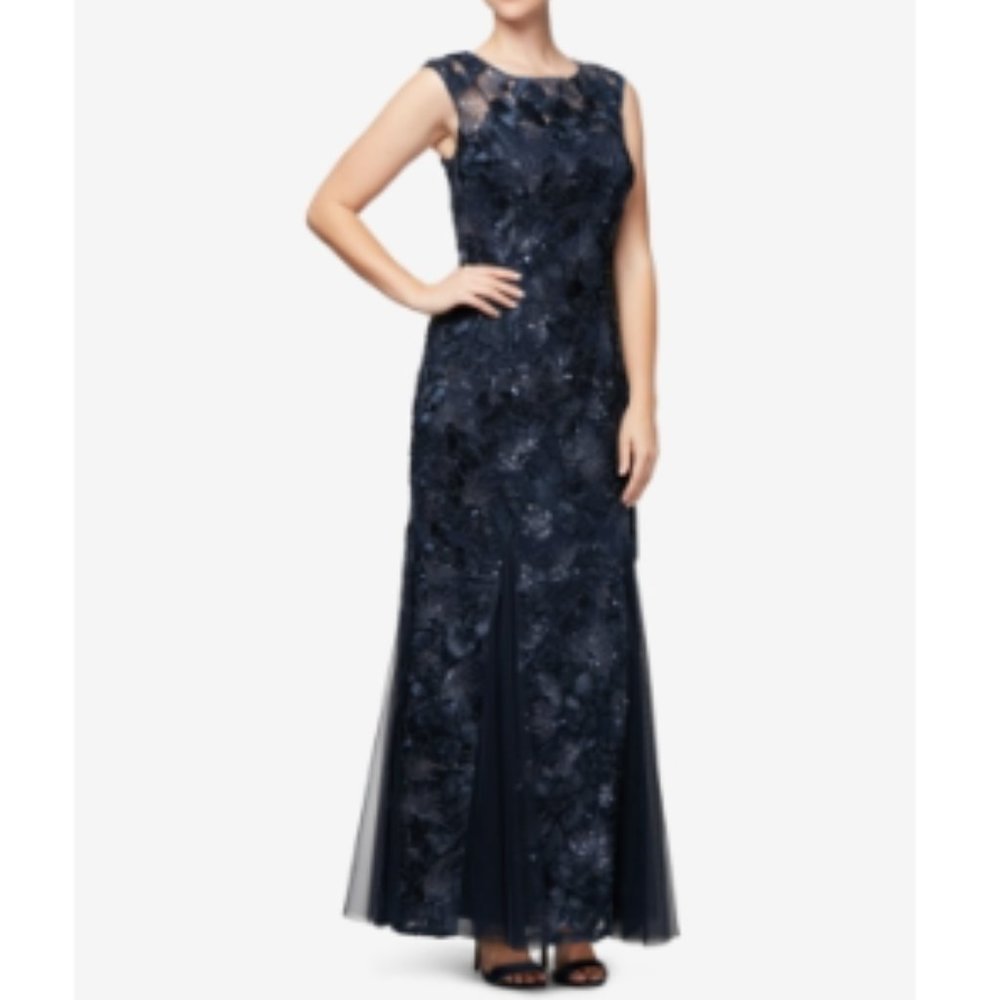 NWT Alex Evenings Soutache & Sequin Women's Sz 10 Dress Gown  - Stunning!